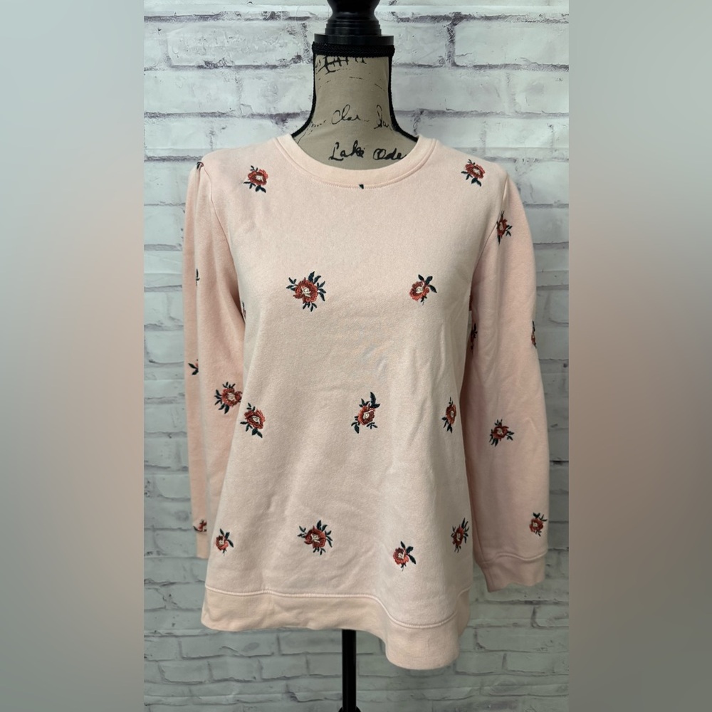 Blair Med Pink Floral Embroidered Grandmacore Y2K Sweatshirt Preppy Granny 90’s
